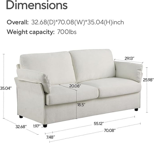 Sofa, Modern sofa sofa, Chenille fabric comfort sofa, ergonomic sofa with armrest pillow, small space, small sofa in living room, bedroom and office