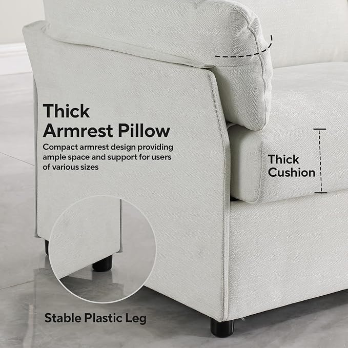 Sofa, Modern sofa sofa, Chenille fabric comfort sofa, ergonomic sofa with armrest pillow, small space, small sofa in living room, bedroom and office